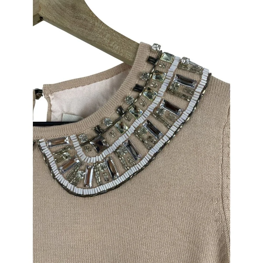 Boden Women's 4 Cashmere Blend Jeweled Neckline NWT Knit Bedazzled Glam Sweater - Picture 6 of 14